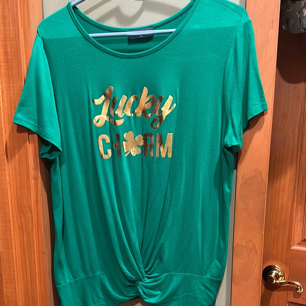 Scarlett Green Tie Front Short Sleeve Tee